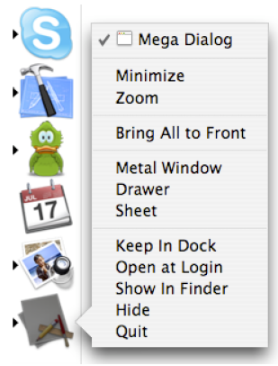 Mac OS X 的 dock 菜单